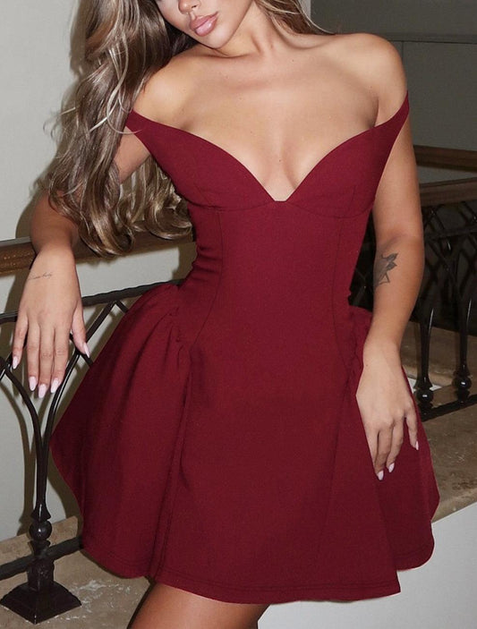 V-neck low-cut backless mini dress