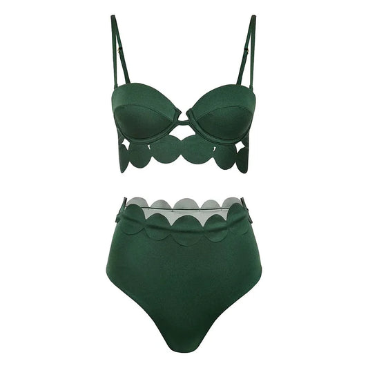 Vibecurve® Laser Cutting Circularity Bikini Swimsuit and Split Skirt