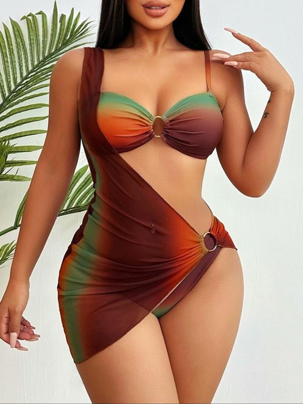 Vibecurve® Womens Ombre Bikini Set Womens Beach Vacation Swimwear.