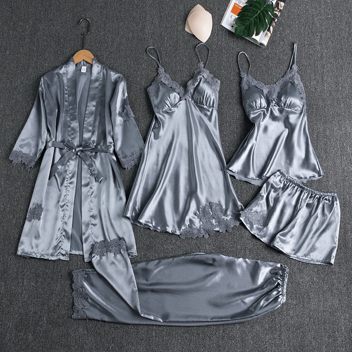 🔥🔥HOT SALE 50% OFF🔥🔥-Blushy Silk 5 Piece Pajama Set(Buy 2 Free Shipping)