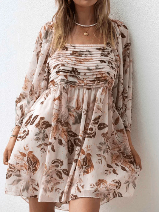 Square Neck Sleeve Mini Dress