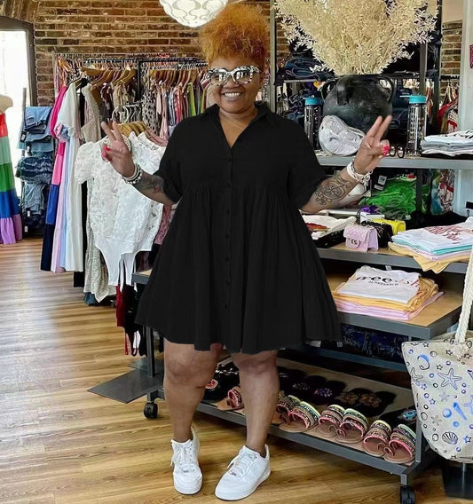 COTTON AND LINEN TUNIC DRESS