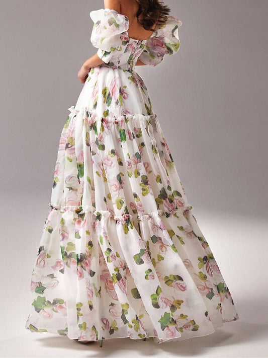 Voluminous Sheer Sleeves Dress