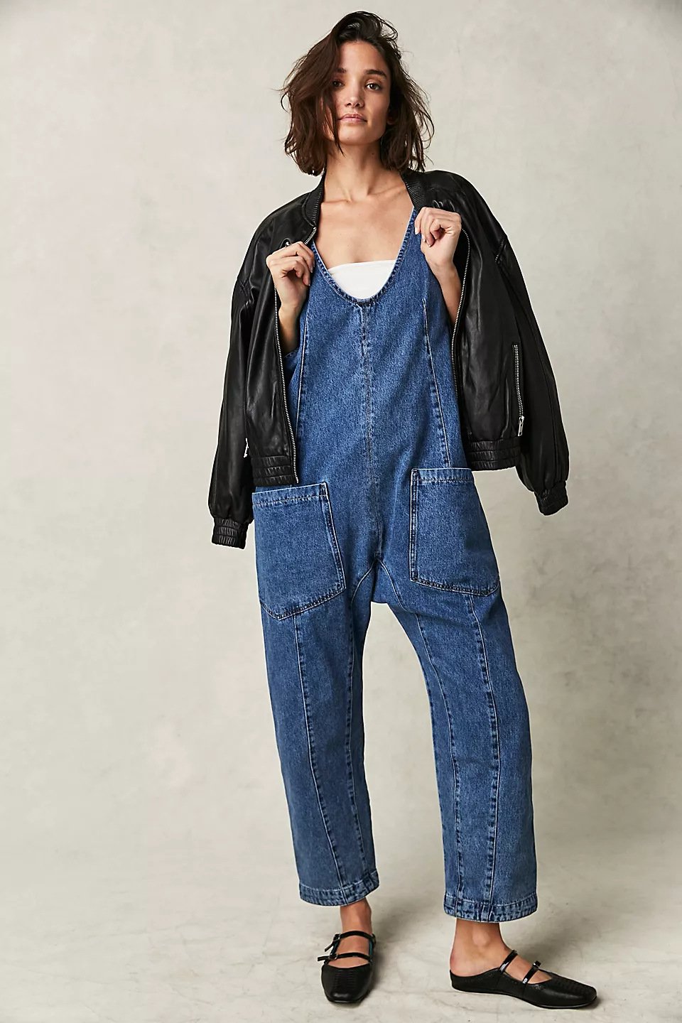 Denim Jumpsuit With Pockets (Buy 2 Free Shipping)