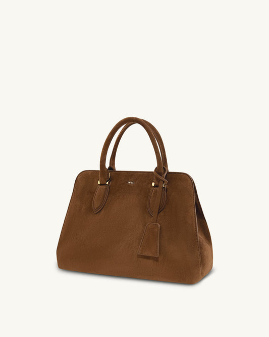 Lara Faux Suede Tote Bag - Brown