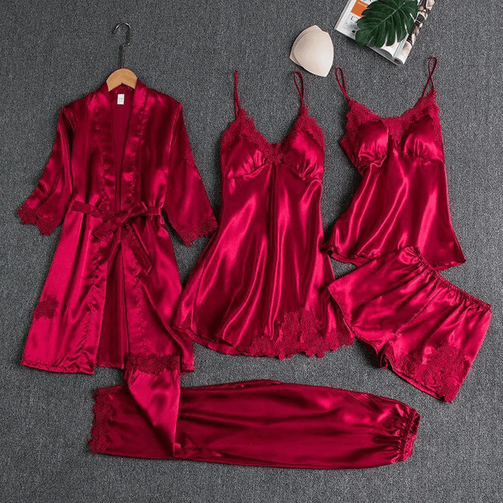 🔥🔥HOT SALE 50% OFF🔥🔥-Blushy Silk 5 Piece Pajama Set(Buy 2 Free Shipping)