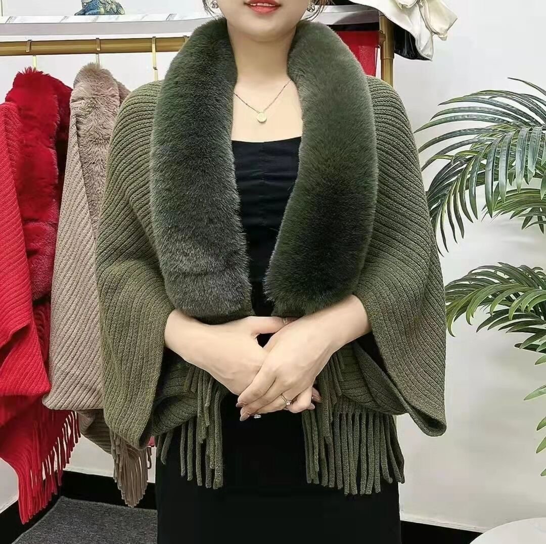 Ladies Knitted Loose Thickened Shawl Coat