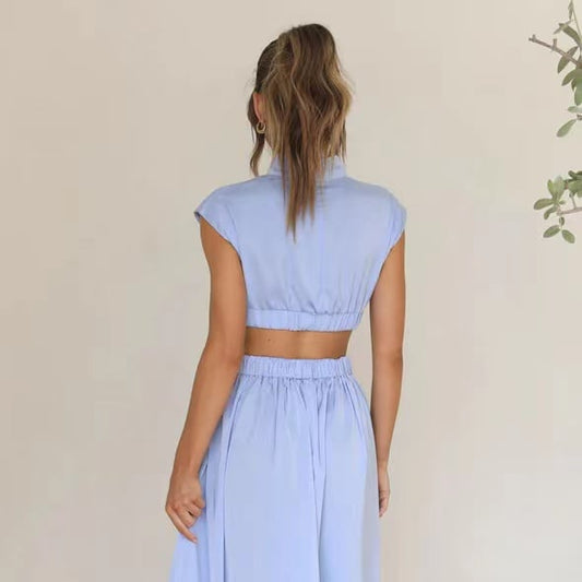 Cutout Waist Pocketed Vacation Midi Dress