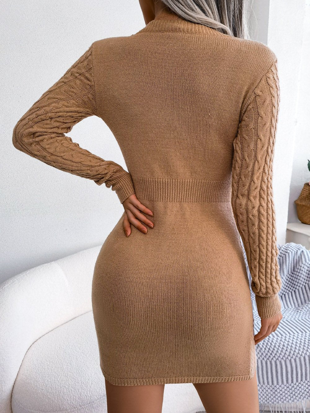 🎄49% off🎄"Seductive Elegance: Hollow Knit Waist-Hugging Sweater Dress for Fall/Winter 2023"
