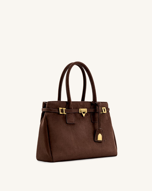 Miley Belt Embellished Tote Bag - Brown