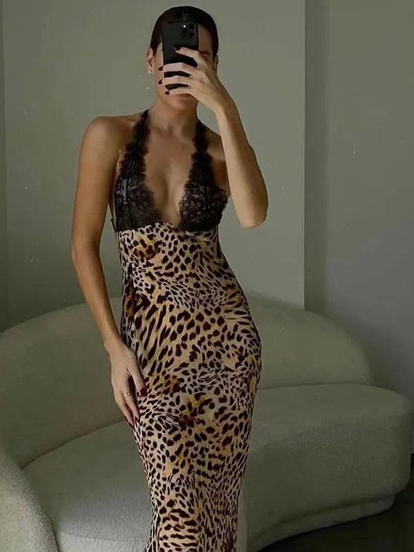 Lace Panel Sheer Maxi Dress
