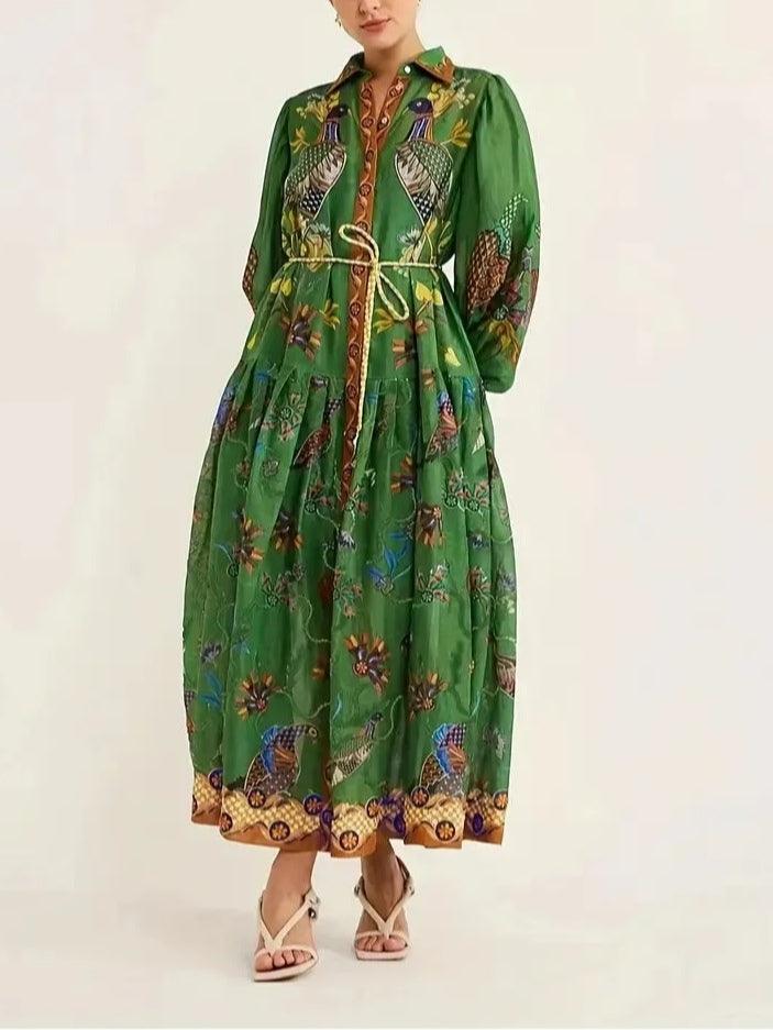 Floral Print Maxi Cardigan Dress