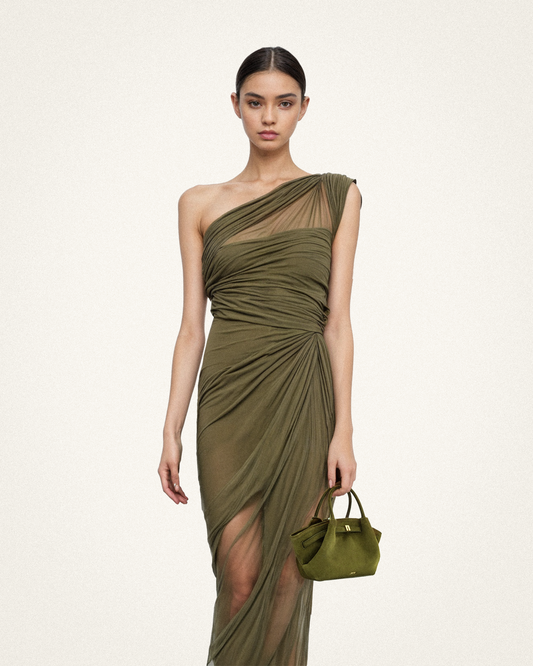 Hana Mini Faux Suede Tote Bag - Dark Olive