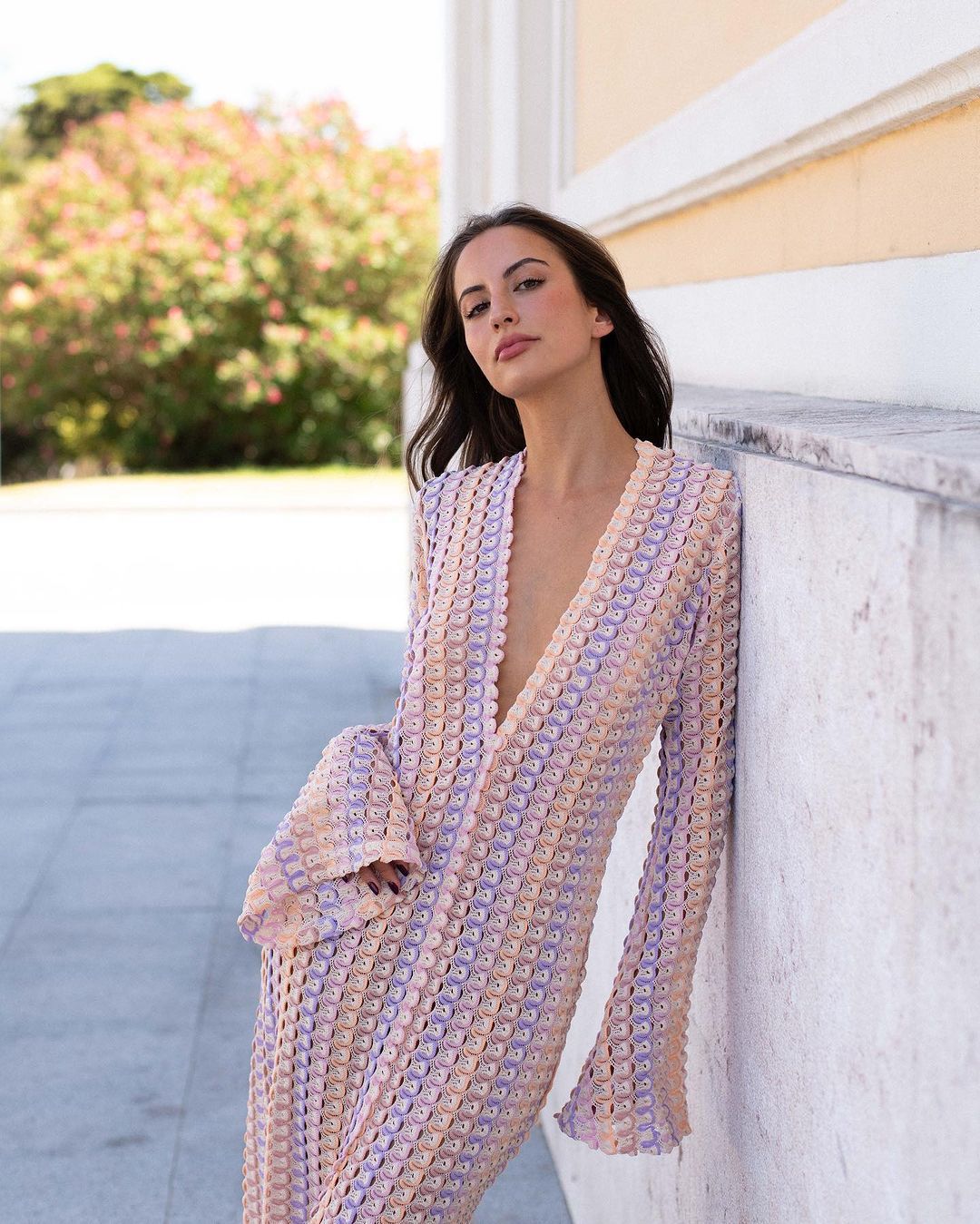 Vibecurve® Women’s Striped Maxi Dress Long Knit Beach Dresses Loose Fit Sexy Summer Contrast Color Side Slit Hollow Out Sundress