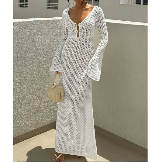 Vibecurve® Crochet Long Sleeve Cut Out Cover-up