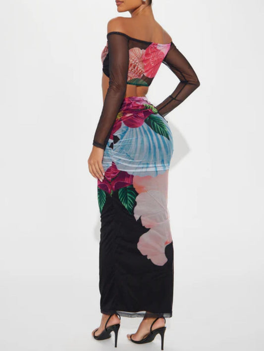 Printed mesh skirt set