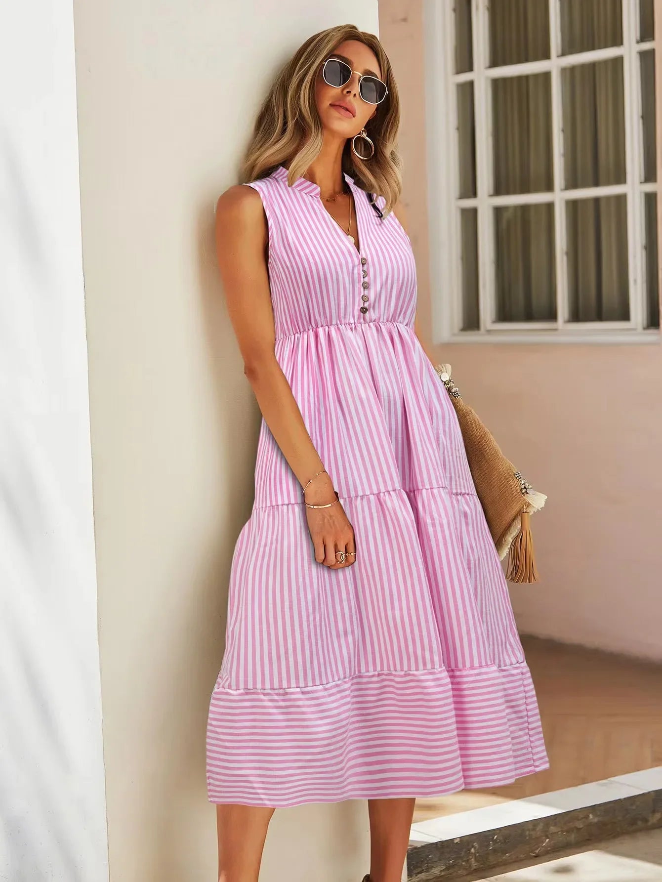 Daisy | Striped Sleeveless Dress