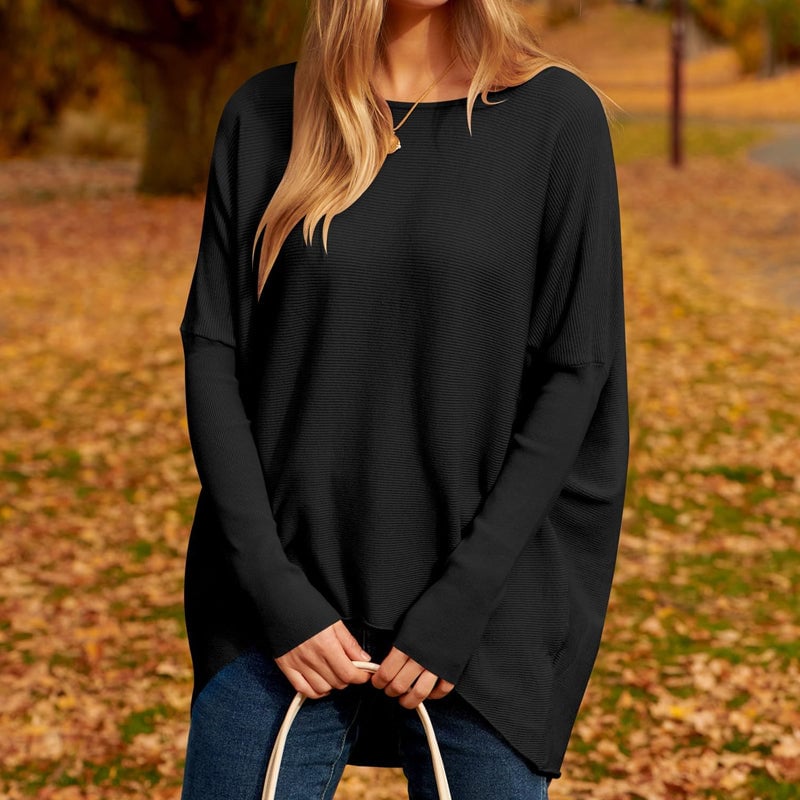 Women's Irregular Oversized Dolman Sleeve Knitted Pullover