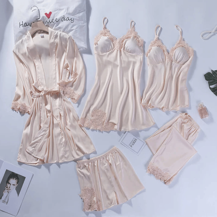 🔥🔥HOT SALE 50% OFF🔥🔥-Blushy Silk 5 Piece Pajama Set(Buy 2 Free Shipping)