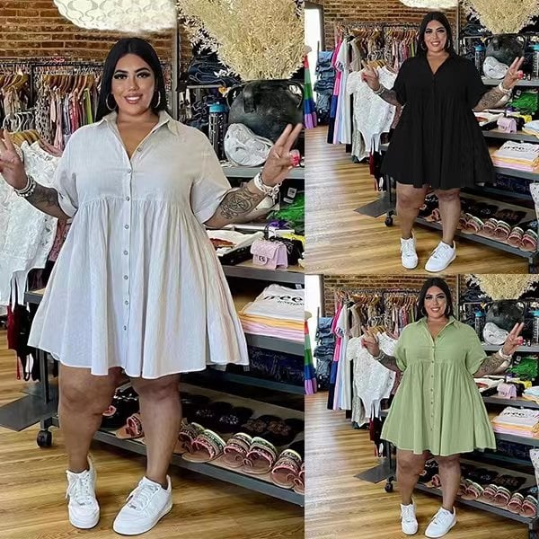 COTTON AND LINEN TUNIC DRESS