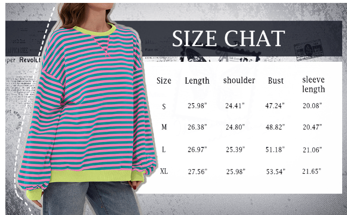 WOMEN'S OVERSIZED STRIPED LONG SLEEVE PULLOVER (BUY 2 FREE SHIPPING)