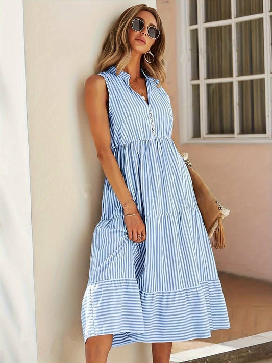 Daisy | Striped Sleeveless Dress