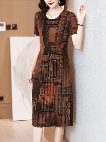 2023 New Fashionable Pleated Dress Casual Print Dress