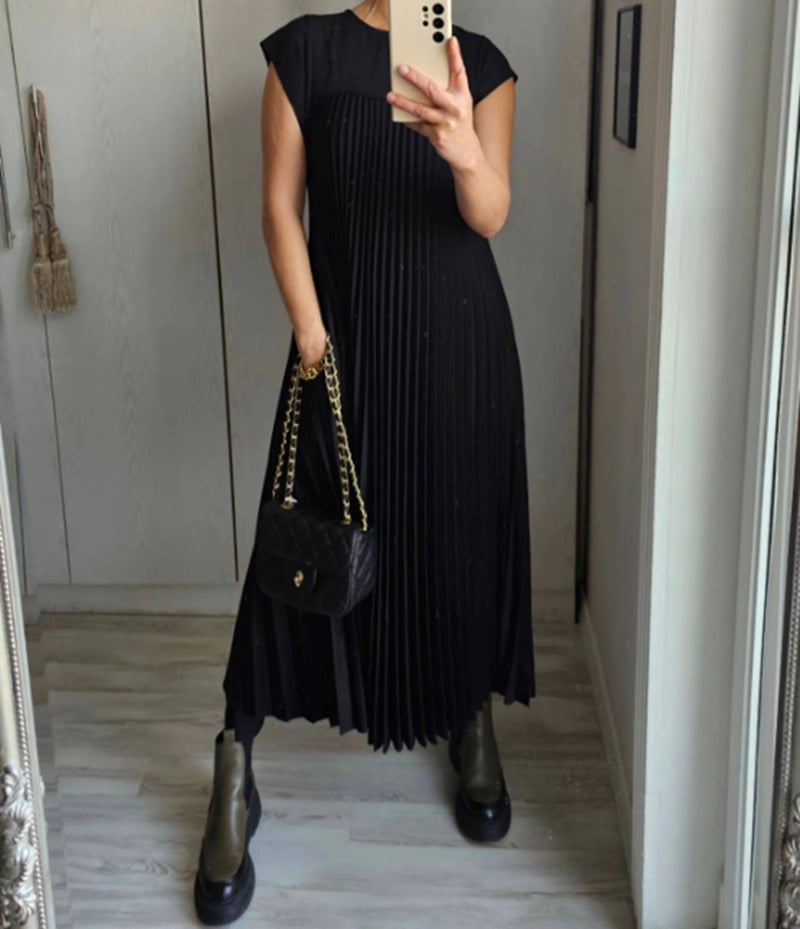 ð¥Hot sale 49% OFFð¥Women Pleated Simple Solid Colour Dress