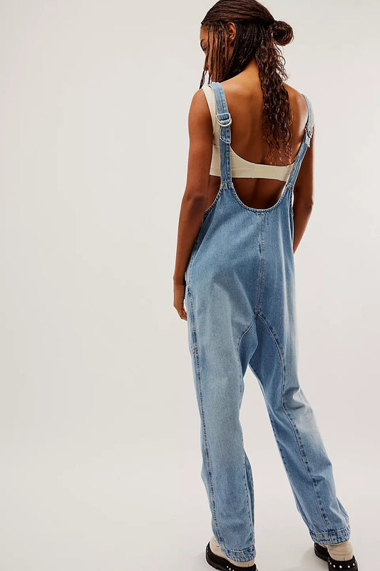Denim Jumpsuit With Pockets (Buy 2 Free Shipping)