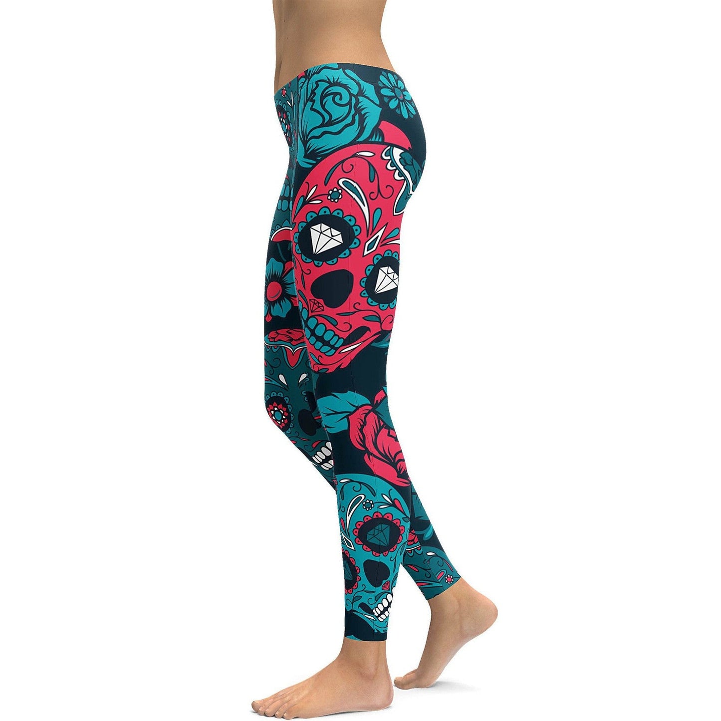 Blue Sugar Skull Leggings