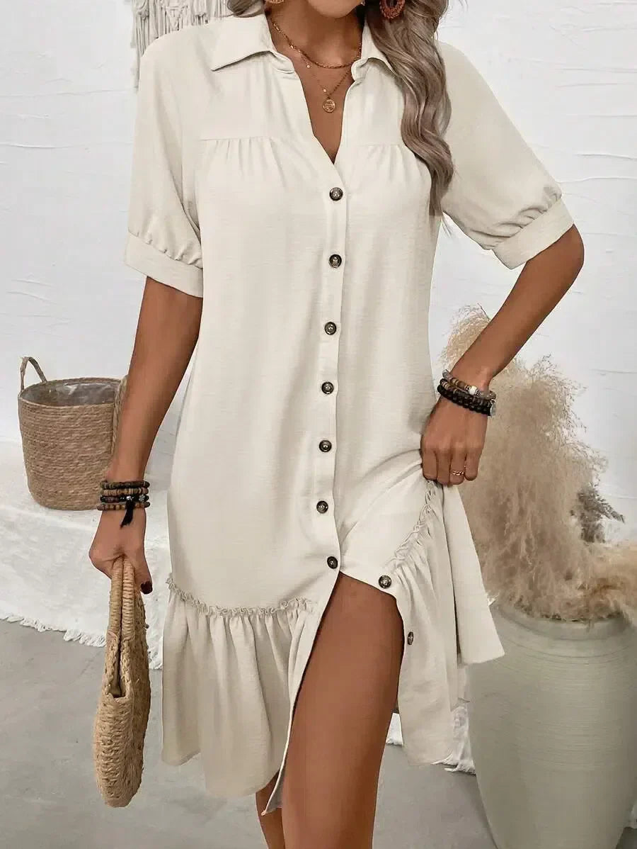 Aliyah | Button-Down Ruffle Dress