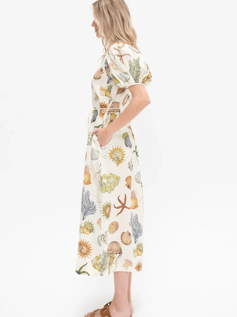 Multicolor V-knit Long Button-front Shirt Dress
