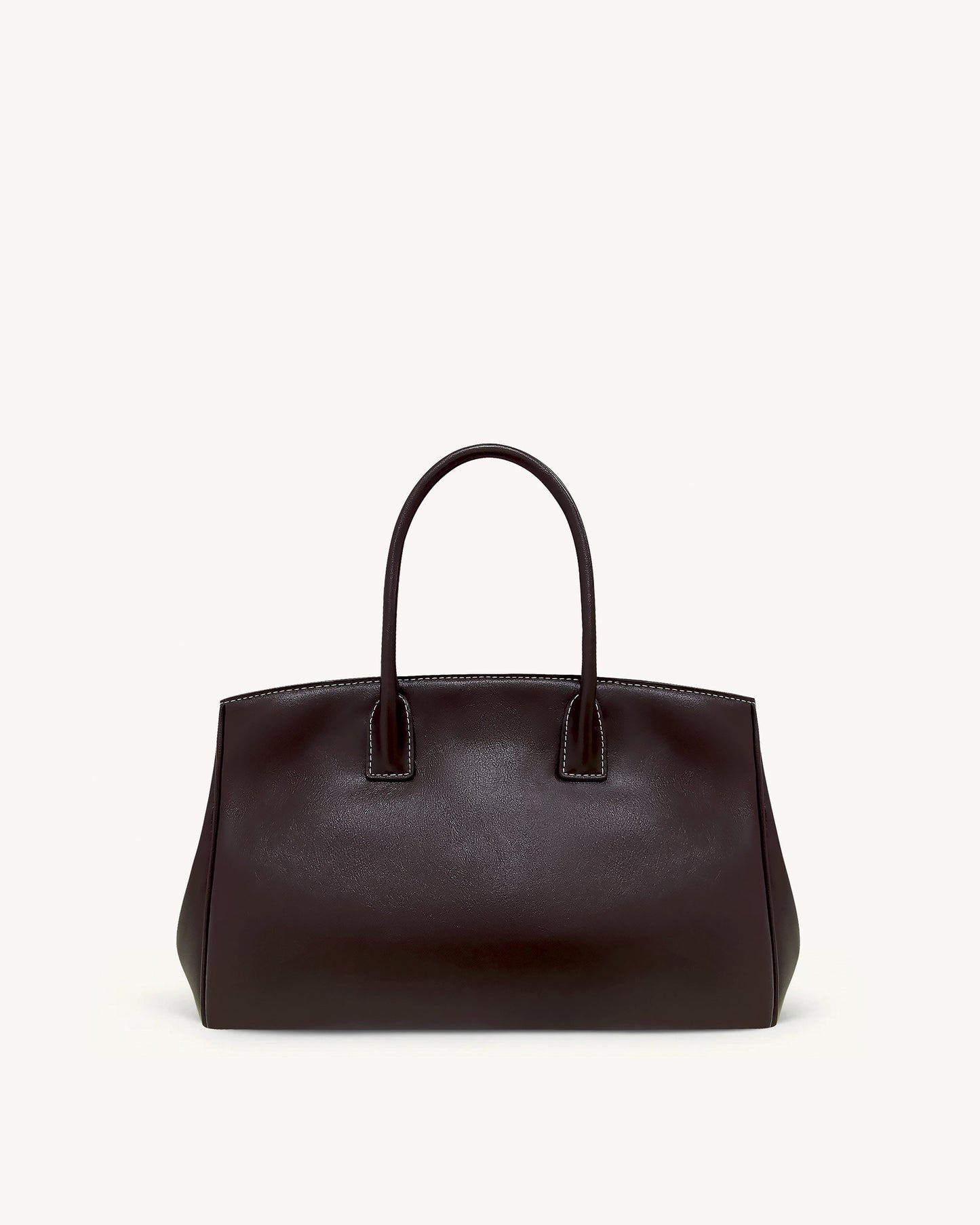 Ziva Metal Lock Decoration Tote Bag - Dark Brown