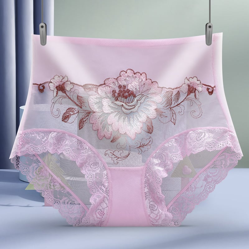 High Waist Premium Lace Embroidered Panties (5-Pack)
