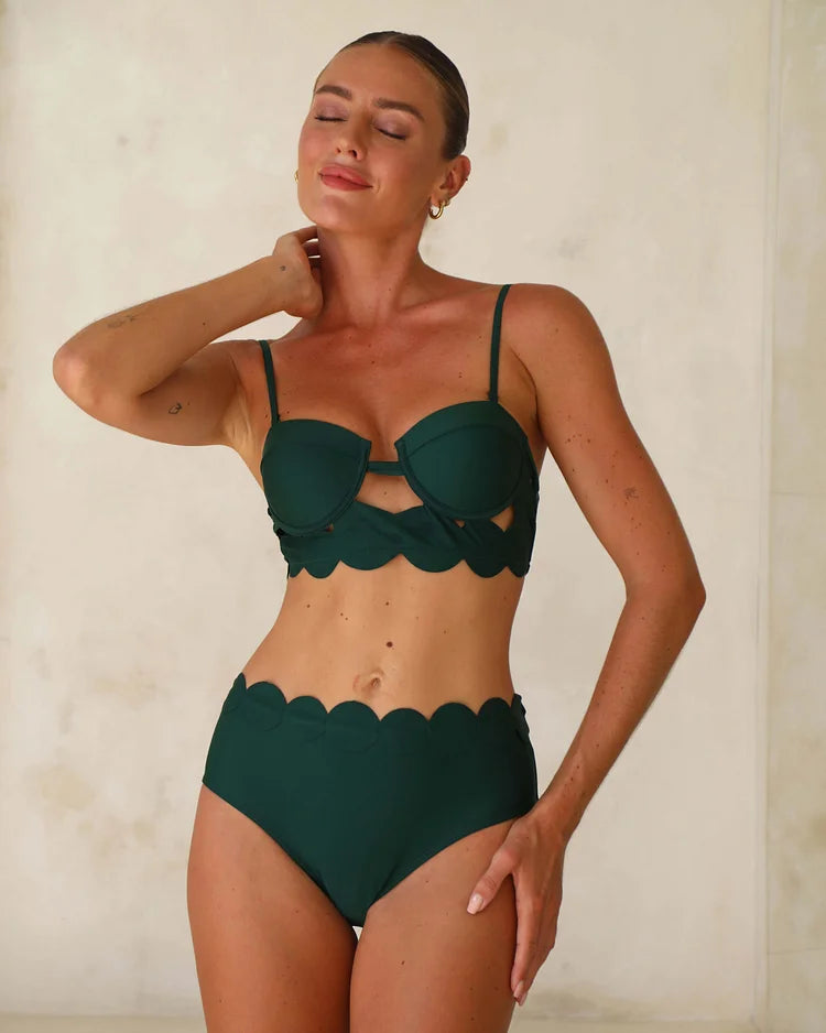 Vibecurve® Laser Cutting Circularity Bikini Swimsuit and Split Skirt