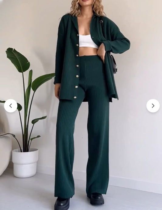 Casual Striped Jacquard Knitted Two-pieces Set