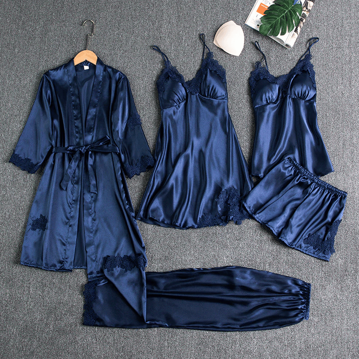 🔥🔥HOT SALE 50% OFF🔥🔥-Blushy Silk 5 Piece Pajama Set(Buy 2 Free Shipping)