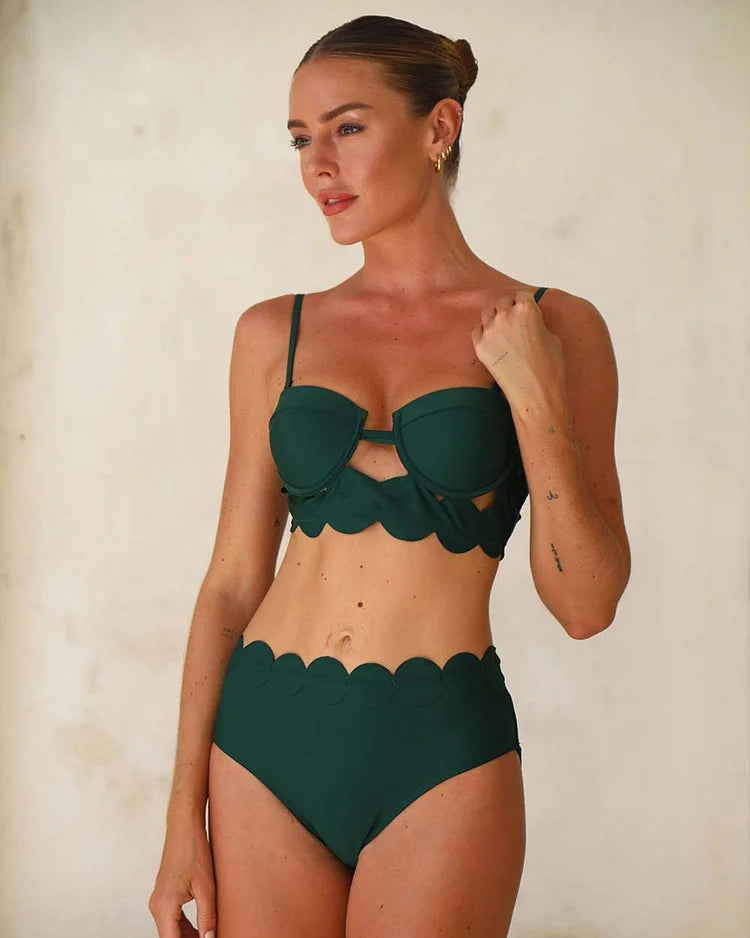 Vibecurve® Laser Cutting Circularity Bikini Swimsuit and Split Skirt