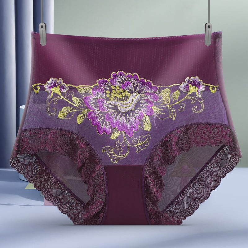 High Waist Premium Lace Embroidered Panties (5-Pack)