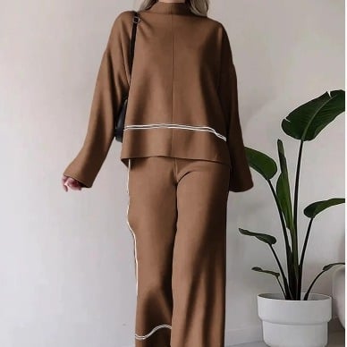Solid color casual two-piece set
