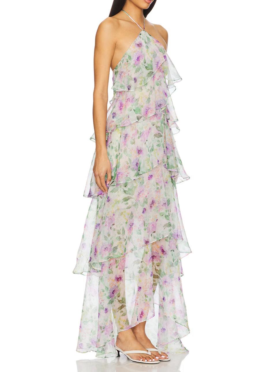 Mesh multi-layer holiday leisure cake long dress