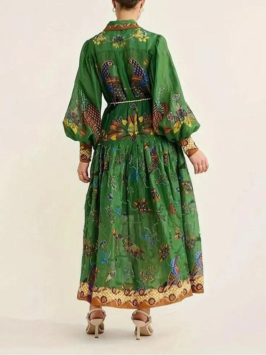 Floral Print Maxi Cardigan Dress