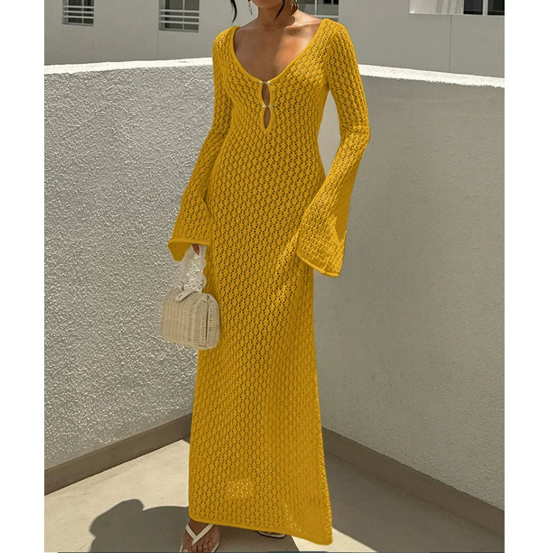 Vibecurve® Crochet Long Sleeve Cut Out Cover-up