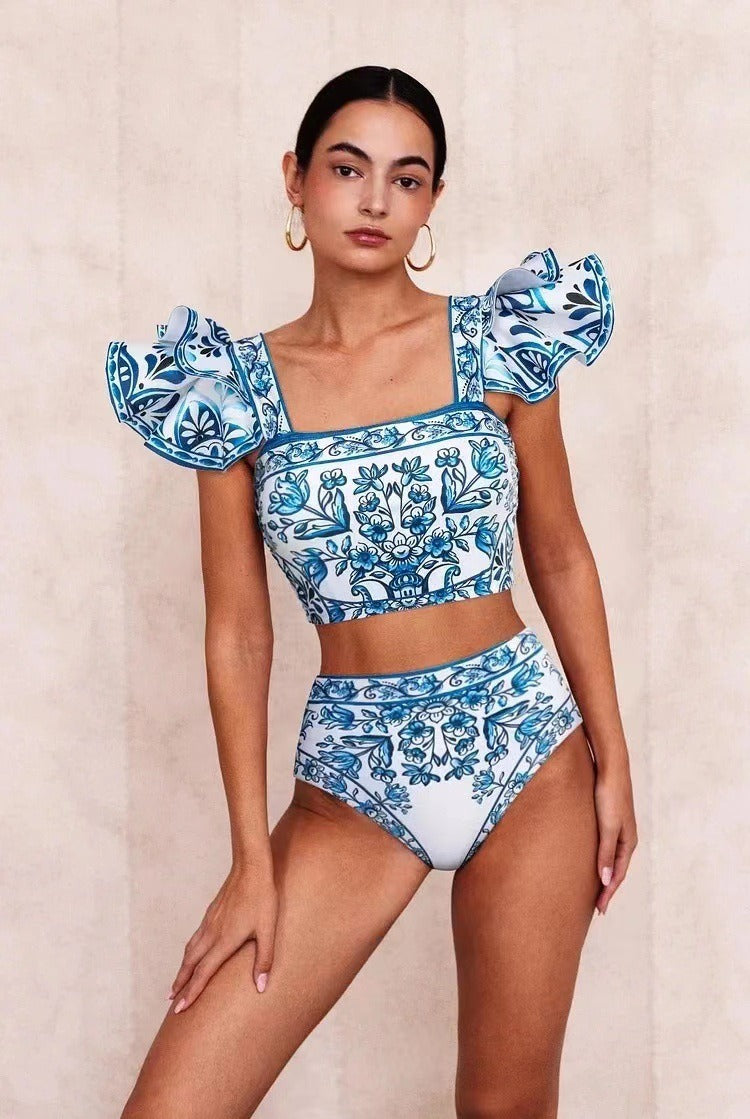 Vibecurve® Printed Sunscreen Swimsuit and Skirt/Sarong
