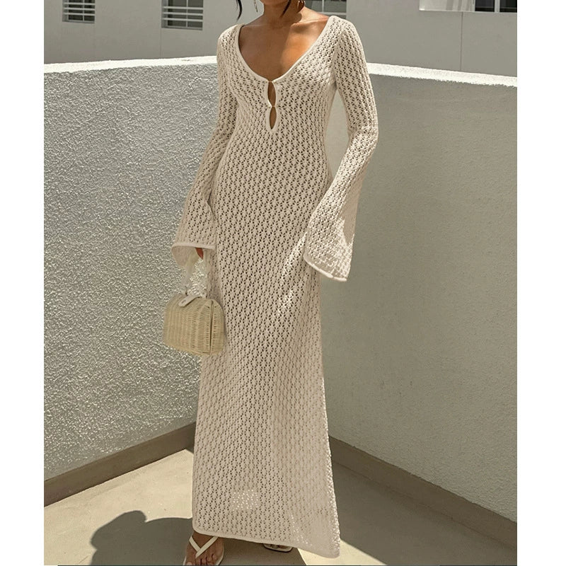 Vibecurve® Crochet Long Sleeve Cut Out Cover-up