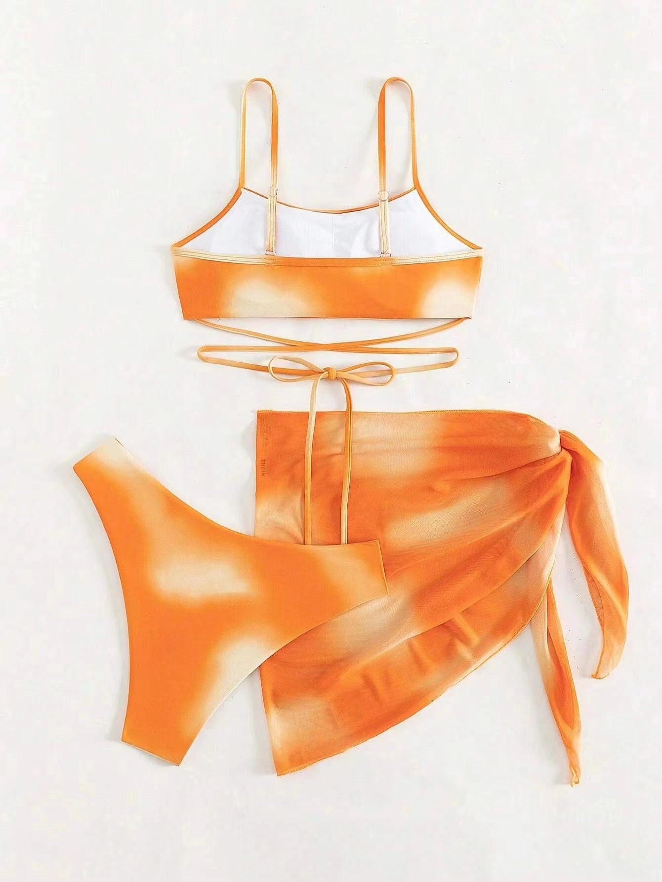 Vibecurve® Tie-Dye Bikini Swimsuit Women's Three-Piece Mesh Skirt