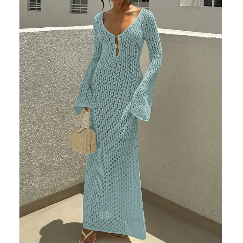 Vibecurve® Crochet Long Sleeve Cut Out Cover-up