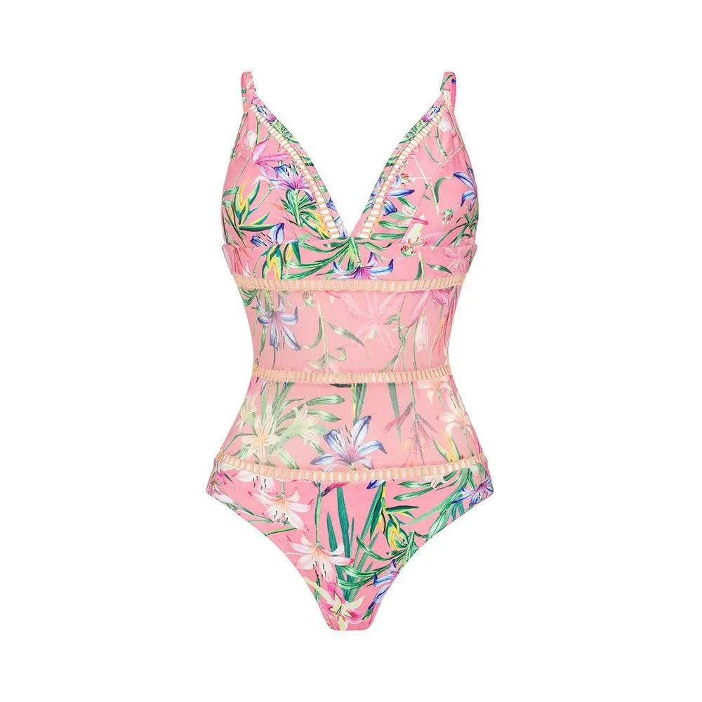 Vibecurve® Women's One Piece Swimsuit with Beach Cover up Wrap Skirt Sarong Retro Floral Print Bikini Set Two Piece Bathing Suit