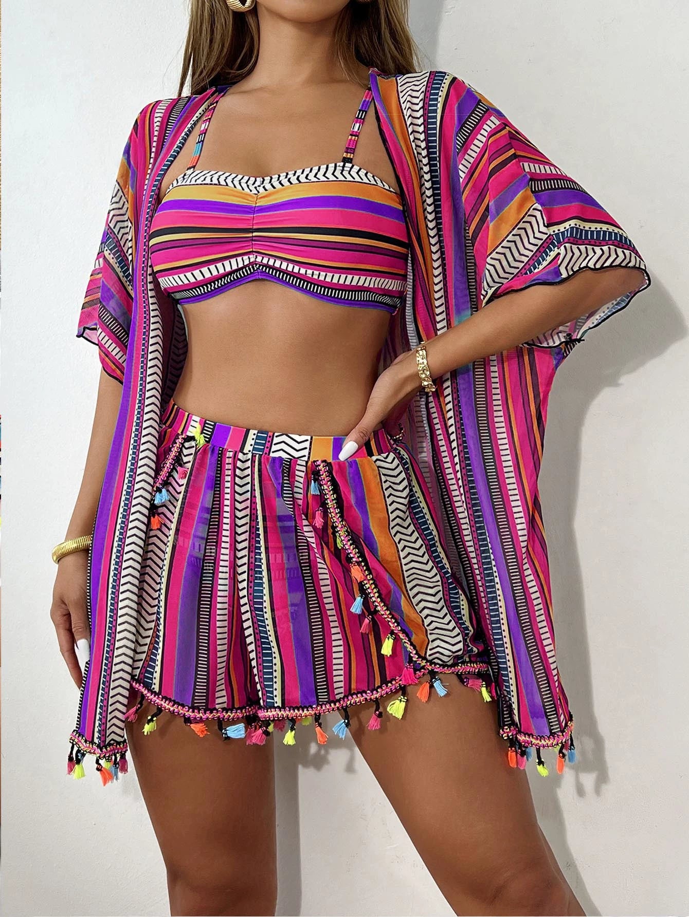 Vibecurve® Women's Bikini Set Swimsuit TropicalBeach Cover up Outdoorfun