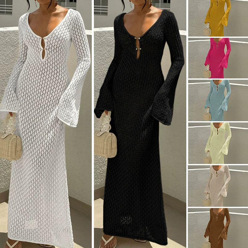 Vibecurve® Crochet Long Sleeve Cut Out Cover-up